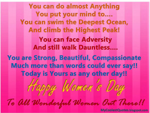 ... may all the best wishes for you on this special day happy women s day