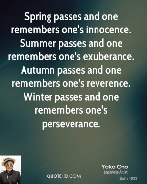 ... one's reverence. Winter passes and one remembers one's perseverance