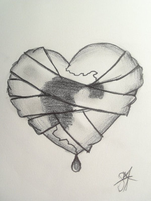 really detailed broken Heart Sketches | Bandaged Heart by dreamur-gurl ...