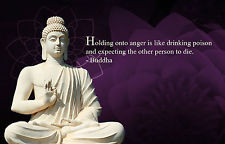 Framed Print - White Stone Buddha with Purple Flower & Buddhist Quote ...