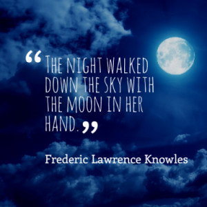 The night walked down the sky with the moon in her hand.