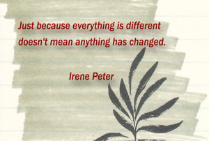Just because everything is different doesn't mean anything has changed ...