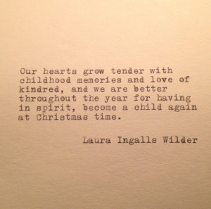 Laura Ingalls Wilder Christmas Quote Typed on Typewriter