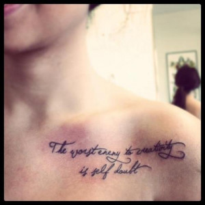 My first tattoo, a quote by Sylvia Plath, taken right after I got it ...