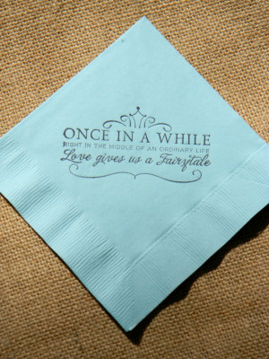 Fairytale Love Light Blue Paper Wedding Cocktail Napkins Once in a ...