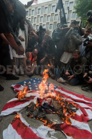 Topic: Muslims Burn US Flag at London Embassy