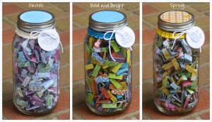 Large Joliday Jars shown here in Pastel colors, Bold and Bright colors ...