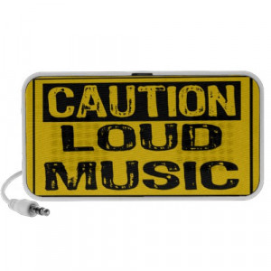 Caution Sign-Loud Music Yellow/Black Laptop Speaker