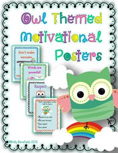 from teachers pay teachers owl themed motivational poster set