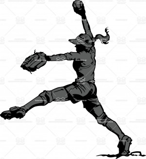 Fastpitch Softball Player Pitching Fast Pitch Vector