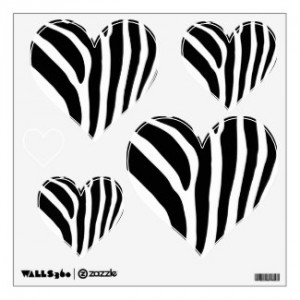 Zebra Print Hearts Wall Decals and Stickers by QuoteLife