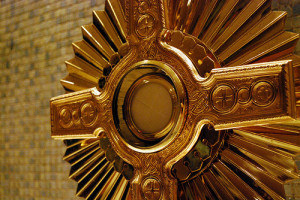 The Blessed Sacrament is placed in a monstrance so that the faithful ...