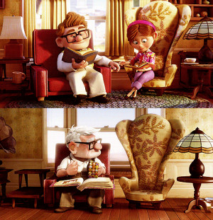 cartoon, couple, cute, lonely, love, movie, pixar, sad, up