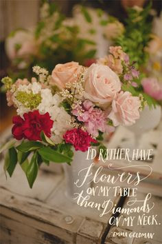 flowers #quote Day 141: I’d rather have flowers on my table than ...