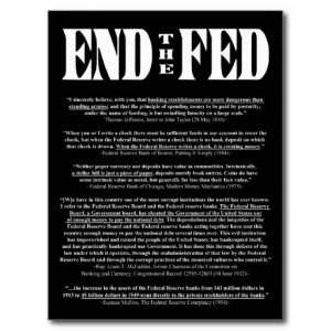 END THE FED Federal Reserve Quotes & Citations 1 Postcard