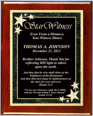 Home STAR WITNESS™ Rosewood Piano Finish Plaque