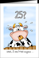 25th Birthday- Humorous Card with surprised cow card - Product ...
