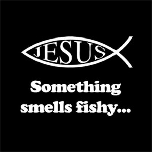 Details about Atheist Tee - Jesus Fish T Shirt - Atheism - Offensive