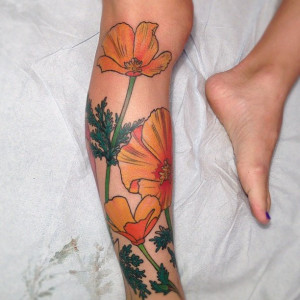 California poppy tattoo. By Holly Ellis at Idle Hands in San Francisco ...