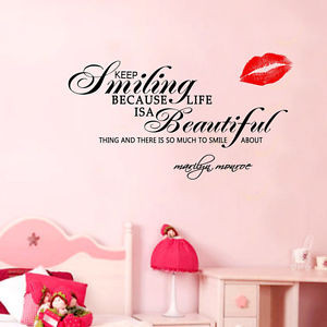 SEXY-MARILYN-MONROE-Wall-Sticker-smile-quote-girl-bedroom-art-vinyl ...