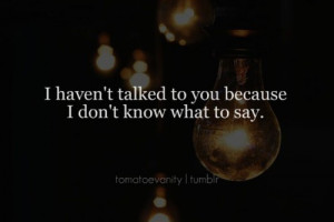 haven't talked to you because i don't know what to say.