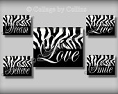 Black Zebra Print Smile Dream Live Love Laugh Quote Art Girl Room Wa ...
