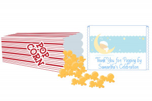 Over The Moon Boy - Personalized Popcorn Wrapper Baby Shower Favors