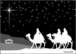 Christian Clip Art Christmas Image – Three Wise Men in Black and ...