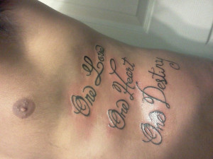 One Love One Heart One Destiny Quote Tattoo On Side Rib