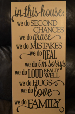In This House We do Real Family Quote Wooden Wall Sign 12x24