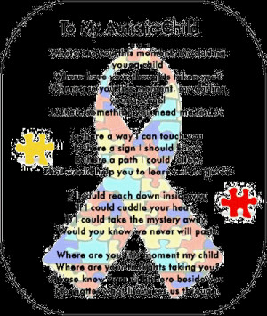 TWO SIDED DESIGN...Poem on front and Autism Ribbon on back