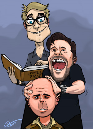 Ricky Gervais, Stephen Merchant, Karl Pilkington by Garrenh
