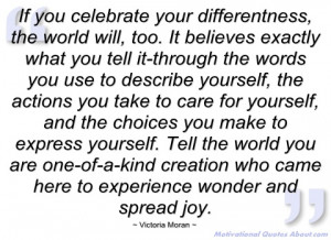 if you celebrate your differentness victoria moran