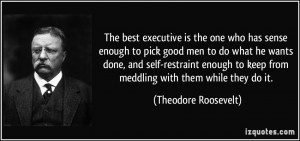 ... to keep from meddling with them while they do it. - Theodore Roosevelt