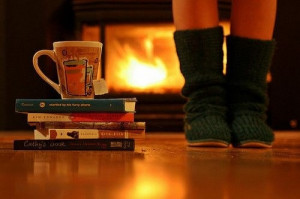books, coffee, cozy, fireplace, warm