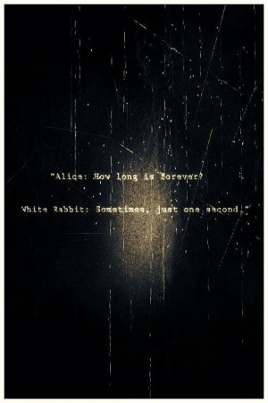 Alice: How long is forever? White Rabbit: Sometimes, just one second.