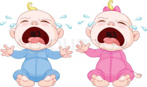 Crying baby twins, vector