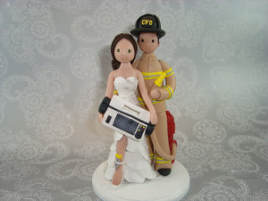 Firefighter & EMT Nurse Customized Wedding Cake Topper