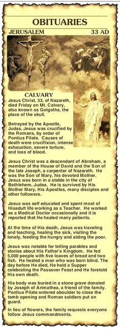 jesus obituary more christain quotes god inspiration jesus obituary ...
