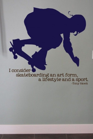 Skateboard Decal with Tony Hawk Quote Teen by urbanexpressions, $25.00