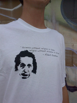 Einstein Quote Men's White Hand printed T-Shirt -- 