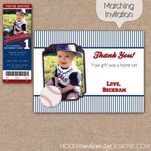 Baseball Thank you card,thank you, baseball invitation, sports theme ...