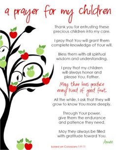 Free “a prayer for my children” printable! This prayer is based on ...