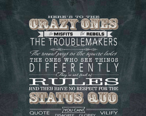 Here's to the Crazy Ones - Moun ted Word Art Print - 18x24 Apple Inc ...