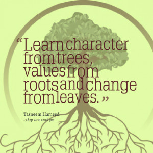 Quotes Picture: learn character from trees, values from roots and ...