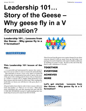 Story Of Geese And Teamwork http://www.pic2fly.com/Story+Of+Geese+And ...