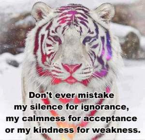 for ignorance, my calmness for acceptance or my kindness for weakness ...