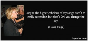 ... easily accessible, but that's OK; you change the key. - Elaine Paige