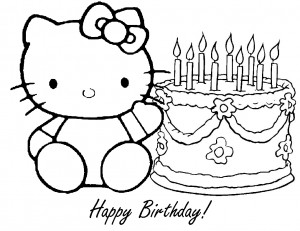 Dibujos para colorear Hello Kitty Cumpleaños (II)