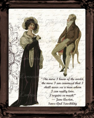 Jane Austen Quote About Men Regency Fashion by ChezLorraines, $12.00